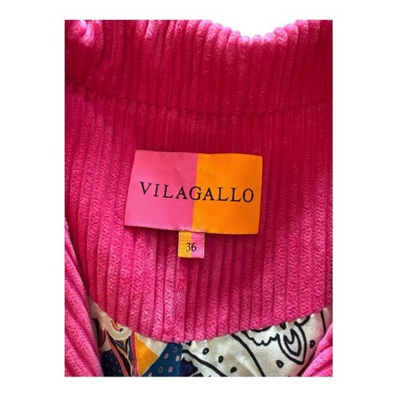 Vilagallo Pink Corduroy Coat Leopard Pocket Detail Ribbed Blazer Jacket 36 US S - Picture 6 of 11